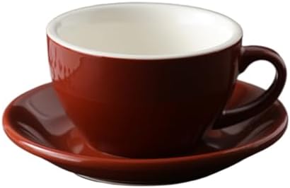 Ceramic Cappuccino Cup and Saucer Set, 8oz Thickened Latte Mug for Coffee Art, Professional Barista Style Drinkware for Home Office Cafe - 250ml (Espresso Brown) by Unknown