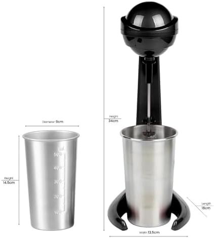 Powerful 100W Retro Milkshake Maker - 500ml Stainless Steel Frother for Milk, Frappe, Iced Coffee, Protein Shakes, Smoothies & Pancake Batter - Image 5