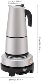 DKSLALALI Moka Pot Stainless Steel Stovetop Espresso Maker with 500W Electric Stove, 300ml 10oz 6 Cup Italian Coffee Maker, Adjustable Temperature 5 Gears Portable Percolator for Home Office - Image 5