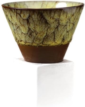 Ceramic Pedestal Coffee Cup, 7 Oz Flared Mug with Square Holder, 25 Colors (Olive Crackle) by Unknown