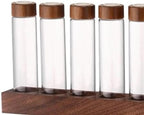 Elegant Glass Coffee Bean Holder with Wooden Base, 6 Hole 17g - Image 2