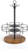 Cup Holder Rack with Wooden Base Countertop Rotating Cup Stand Space-Saving Mug Tree for Pantry by rockible