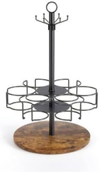 Cup Holder Rack with Wooden Base Countertop Rotating Cup Stand Space-Saving Mug Tree for Pantry by rockible