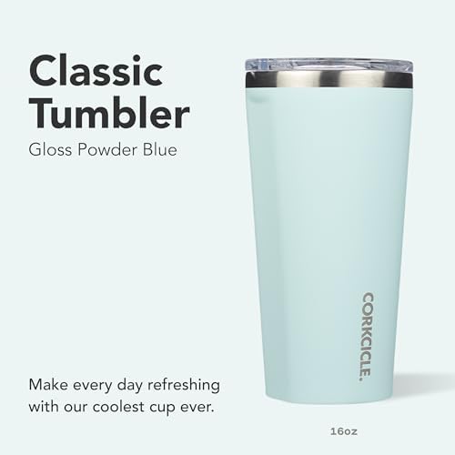 Corkcicle Insulated Tumbler with Sliding Lid, 24 oz, Gloss Powder Blue - Image 2