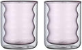 Double Wall Insulated Glass Cups for Coffee - Unique Ripple Shape Colorful Glass Mugs - Cute Shot Glass for Tea, Espresso, Cappuccinos, Latte, Martini, Cocktail, Macchiato, 220ml, 7.4 OZ, Set of 2 by BesoAbrazo