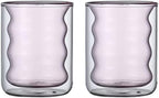 Double Wall Insulated Glass Cups for Coffee - Unique Ripple Shape Colorful Glass Mugs - Cute Shot Glass for Tea, Espresso, Cappuccinos, Latte, Martini, Cocktail, Macchiato, 220ml, 7.4 OZ, Set of 2 by BesoAbrazo