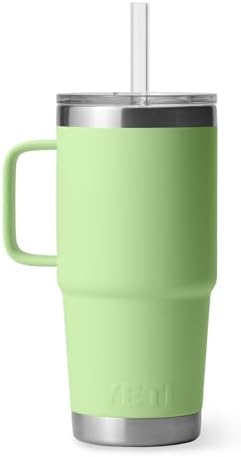 YETI Rambler 25 oz Tumbler with Handle and Straw Lid, Travel Mug Water Tumbler, Vacuum Insulated Cup with Handle, Stainless Steel, Key Lime - Image 7