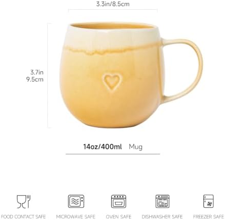 Stoneware Coffee Mugs Set of 4, 12oz Hand-Painted Coffee Cups with Handle - Image 3