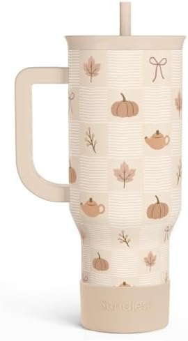 Fall Pumpkin Stainless Steel Slider Tumbler with Handle 40 Ounces with Lid, Travel Cup, Insulated Bottles for Girls Women by SANDJEST