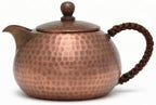 Copper Vessel Teapot Kettle Pot Pitcher Built In Thick Pure Copper With Hammered Texture And Controlled Spout Secure Lid, Array, Copper Handle Aged Color, Copper Handle Aged Color 200cc by YWJLQH