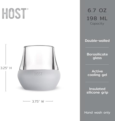 Host Tasting Glass FREEZE, Whiskey Tasting Glasses with Active Cooling Gel, Whiskey Lover Gifts, Gray 6.7oz Set of 2 - Image 3