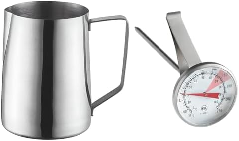 OCS Parts 33 oz Stainless Steel Frothing Pitcher with Frothing Thermometer by OCSParts