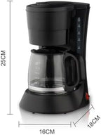 AronClix Drip Coffee Maker 600W Stainless Steel Compact with Reusable Filter Hot Plate (Black) - Image 2