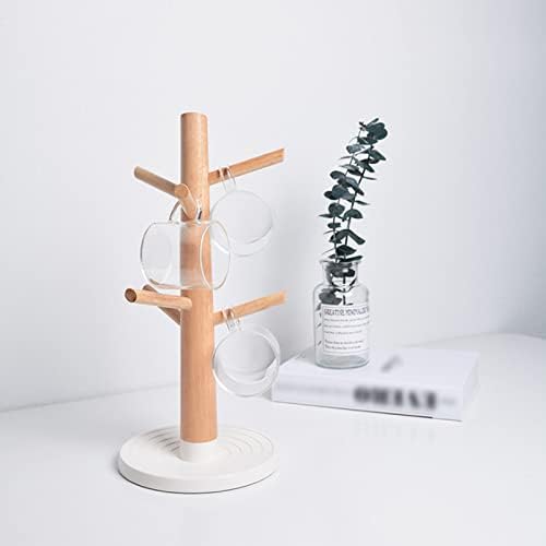 LIU- Coffee Mug Holder Tree for Counter, Mug Tree Stand with 6 Hooks,Countertop Wooden Tea Cup Organizer Rack,for Cafe Kitchen Bar - Image 2