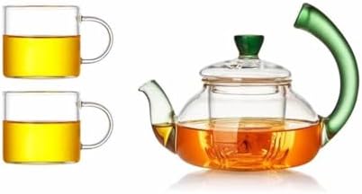 Removable Transparent Glass teapot Home with Infuser Small Tea Kettle Portable Tea Maker Container Tea Set Cleanable by Unknown