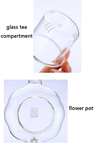 Glass Teapot 10oz with Vertical Stripes Clear Tea Kettle with Removable Glass Infuser 300ml Pumpkin Shape Tea Pot for Loose Leaf Teapot - Image 3