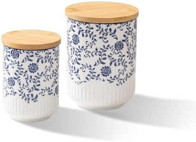 2 Pcs 36/18 oz Ceramic Canisters Sets for Kitchen by Cerkik