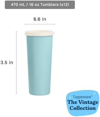 Tupperware Tumbler Set in Multicolor, 12 Count, Dishwasher Safe and BPA Free (12 Tumblers, 12 Lids, 16 fl oz each) - Image 3