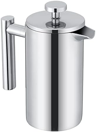 350ML French Press Coffee Maker, Stainless Steel French Press Pot with Double Wall Insulation Cool Touch Handle, for Home Office - Image 4