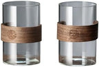 Glass Cups 11.8Oz Drinking Glasses with Walnut Ring Set of 2 Drinking Glasses(Clear) by Unknown