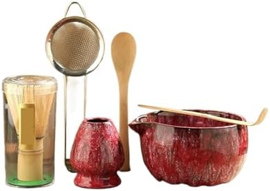 Matcha Blender Ceremony 4/5/6pcs Set Ceramic Chawan Bowl Bamboo Whisk And Tea Scoop Tools Kit(6PCS 06) by Unknown