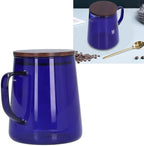 Glass Coffee Pot Server, Clear Tea Pot Coffee Carafe Teapot Restaurant Server Teakettle with Wood Lid for Cafe 500ml (Blue) - Image 4