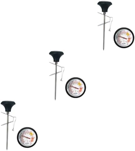 Garneck 3sets Stainless Steel Meat Thermometer and Drink Thermometer Clip and Silicone Sleeve Accurate for BBQ Cooking and Beverages for Steak Water and Measurements by GARNECK