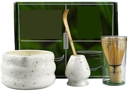 4/pcs Matcha Set Bowl With Mouth Dynasty Tea Tip Tool Whisker Stand(White) by Unknown