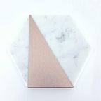 Marble Hexagon Stone Coasters with Rose Gold Accent, Set of 4 - Image 7