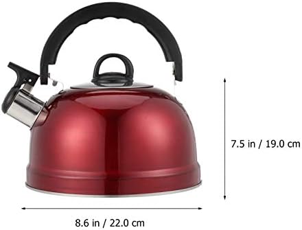 DOITOOL 3 Quart Red Tea Kettle for Stove Top Whistling Teapot - Image 3