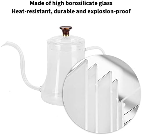 flexman Pour Over Coffee Kettle, Heat Resistant Reusable High Borosilicate Glass Gooseneck Spout Coffee Tea Pot, Coffee Maker for Cafe, Restaurant, Bar, Home (350ml) - Image 2