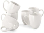 DOWAN Coffee Mugs, White Coffee Mugs Set of 6, 16 oz Ceramic Coffee Cups with Large Handles for Men Women, Porcelain Big Mug for Tea Latte, Mug Gifts for Home Office Party by DOWAN
