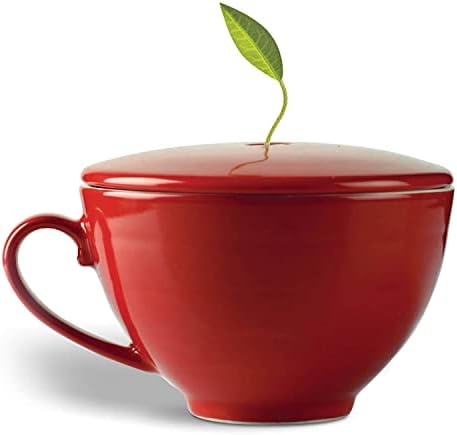 Tea Forte Café Cup with Lid, Ruby Red, 8 oz by TeaForte