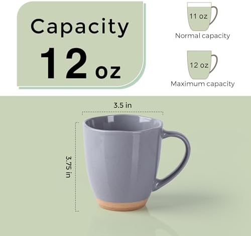 AmorArc 12oz Ceramic Coffee Mugs set of 6, Stylish Coffee Mugs with Rustic Terracotta Underside for Latte/Cappuccino/Milk/Cocoa, Dishwasher&Microwave Safe - Image 2