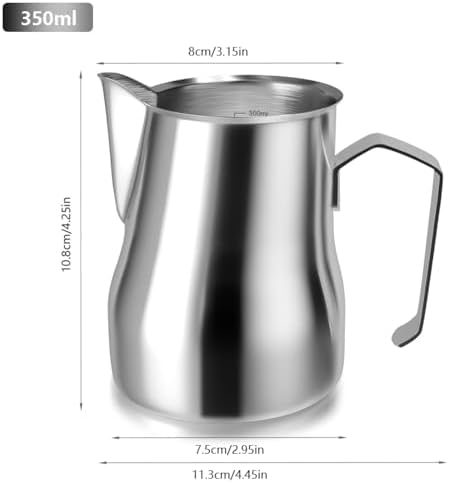 350/500ml Stainless Steel Milk Frothing Pitcher Coffee Barista Frother Pitcher Espresso Steaming Frother Latte Cup Milk Jug(silver 350ml1) - Image 2