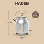 Haden Heritage 1.7 Liter Stainless Steel Electric Kettle, Hot Water Kettle with 360-Degree Base and Auto Shutoff, Steel & Copper - Image 4