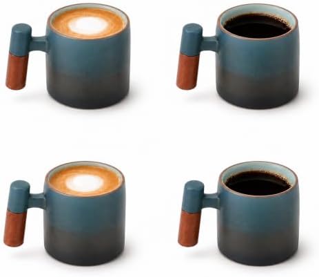 2.5oz Ceramic Espresso Cups, Black&Blue, 75ml by Renewrevital