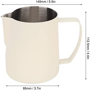 Milk Frothing Pitcher, 700ml Stainless Steel Milk Frother Cup Steaming Pitcher, Metal Steamer Cup Milk Jug Dispenser Espresso Accessories (Beige) - Image 2