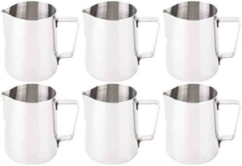Milk Frothing Pitcher Stainless Steel Milk Steaming Pitcher for Espresso Machine Latte Art (Set of 6) 20-Ounce by Unknown