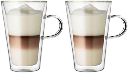 Bodum 13.5oz Canteen Insulated Glass Mug, Double Wall High Heat Borosilicate Glass, 2 Pack by Bodum