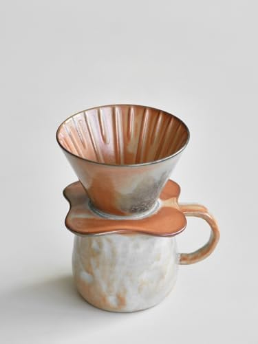 Fay Bless Vintage Ceramic V60 Coffee Dripper Set – Handmade Rustic Pour Over Coffee Brewer with Mug & Pot (4) - Image 4