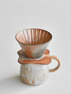 Fay Bless Vintage Ceramic V60 Coffee Dripper Set – Handmade Rustic Pour Over Coffee Brewer with Mug & Pot (4) - Image 4