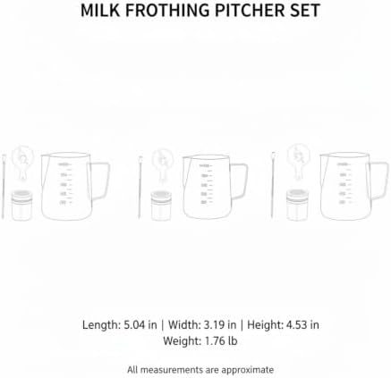 Milk Frothing Pitcher Set with Latte Art Molds, Needle, and Powder Shaker for Home Espresso - Image 7
