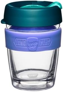 KeepCup Longplay Reusable Coffee Cup, 12 oz Tempered Glass Travel Mug with Removable Tritan Sleeve and Splashproof Lid, Dishwasher Safe, Haze by KeepCup