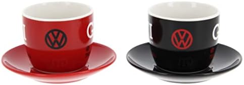 BRISA VW Collection - Volkswagen Espresso Cups Coffee-Tea-Cappuccino Set in GTI Design (The Legend/Red & Black/2-Piece Set/100ml/3.4 fl oz) - Image 6
