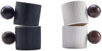 Ceramic Mini Espresso Cups Demitasse Cups with Round Wooden Handle Vertical Stripes Tea Cups (Black/White, 4pcs) by CLASGLAZ