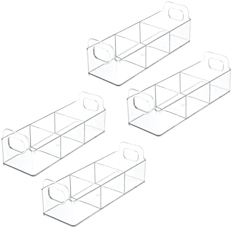 mDesign Plastic Condiment Organizer and Tea Bag Holder - 9" Long Kitchen Pantry/Countertop Storage Caddy - Divided Chip, Snack, Granola, Oatmeal Packet Holder - Lumiere Collection - 4 Pack - Clear by mDesign