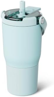 BrüMate Resa Flip 20oz Kids Travel Tumbler with Covered Flip Down Straw | 100% Leakproof Water Bottle | Insulated Stainless Steel | Cup Holder Friendly Silicone Base | 20oz (Blue Agave) by Br%C3%BCMate