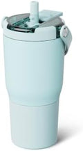BrüMate Resa Flip 20oz Kids Travel Tumbler with Covered Flip Down Straw | 100% Leakproof Water Bottle | Insulated Stainless Steel | Cup Holder Friendly Silicone Base | 20oz (Blue Agave) by Br%C3%BCMate