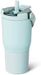 BrüMate Resa Flip 20oz Kids Travel Tumbler with Covered Flip Down Straw | 100% Leakproof Water Bottle | Insulated Stainless Steel | Cup Holder Friendly Silicone Base | 20oz (Blue Agave) by Br%C3%BCMate